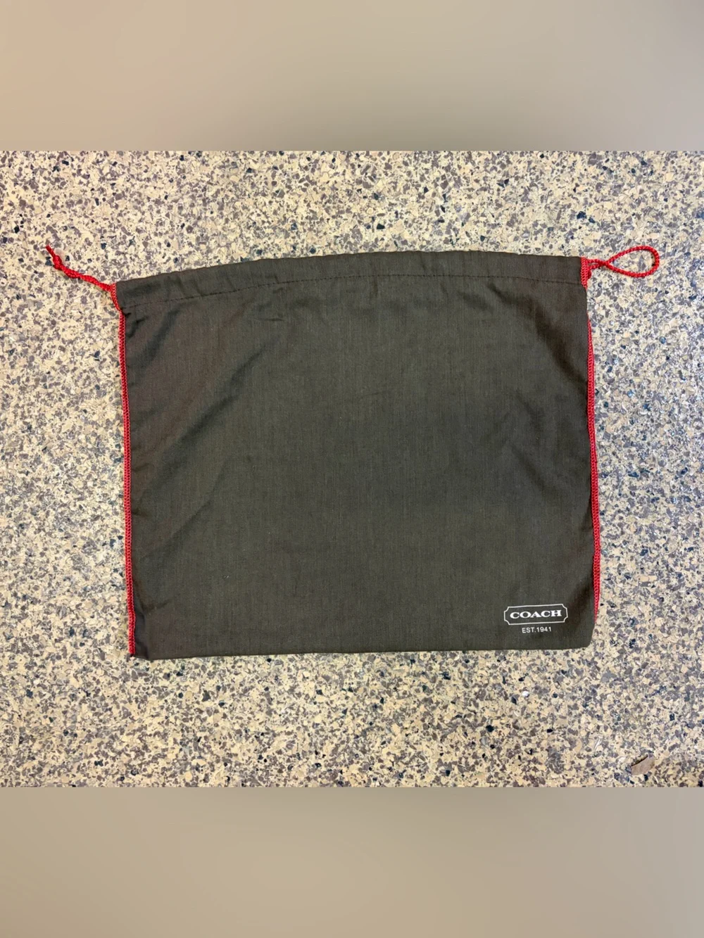 Coach Brown Drawstring Dust Bag with Red Trim